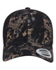 YP Classics 6606 retro trucker hat in Obskura Nox with custom laser engraved Hermann Oak leather patch