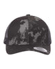 YP Classics 6606 retro trucker hat in Poseidon Black with custom laser engraved Hermann Oak leather patch