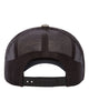 YP Classics 6606 retro trucker hat in Realtree Max7/ Brown with custom laser engraved Hermann Oak leather patch, back view