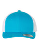 YP Classics 6606 retro trucker hat in Turquoise/ White with custom laser engraved Hermann Oak leather patch