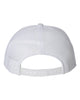 YP Classics 6606 retro trucker hat in White with custom laser engraved Hermann Oak leather patch, back view