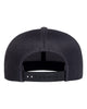YP Classics 6609 retro high profile trucker hat in Charcoal with custom laser engraved Hermann Oak leather patch, back view