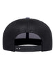 YP Classics 6609 retro high profile trucker hat in Heather Grey/ Black with custom laser engraved Hermann Oak leather patch, back view