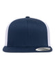 YP Classics 6609 retro high profile trucker hat in Navy/ White with custom laser engraved Hermann Oak leather patch