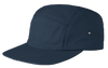 A navy blue camper hat. Laser engraved leather patch included.