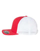 Flexfit 110M trucker hat with red front and white mesh. Perfect for leather patch customization.