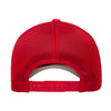 Flexfit 110m trucker cap red mesh and snapback view.