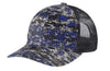 Patriot Blue Digi/ Grey Steel digi camo cap with black mesh and an adjustable snapback.