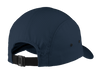 Back panel view of the navy camper hat with adjustable buckle.