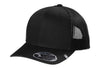 TravisMathew Cruz Trucker Cap in black, perfect for leather patch customization.