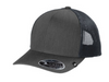 TravisMathew Cruz Trucker Cap in black heather, perfect for leather patch customization.