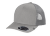 TravisMathew Cruz Trucker Cap in heather grey, perfect for leather patch customization.