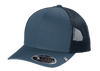 TravisMathew Cruz Trucker Cap in Vintage Indigo, perfect for leather patch customization.